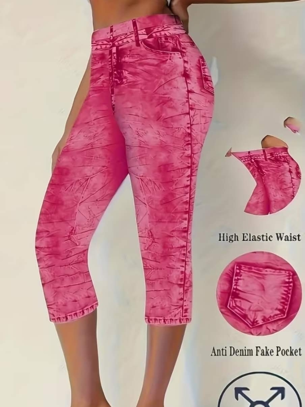 NWOT Pink Tie-Dye High Waist Capris